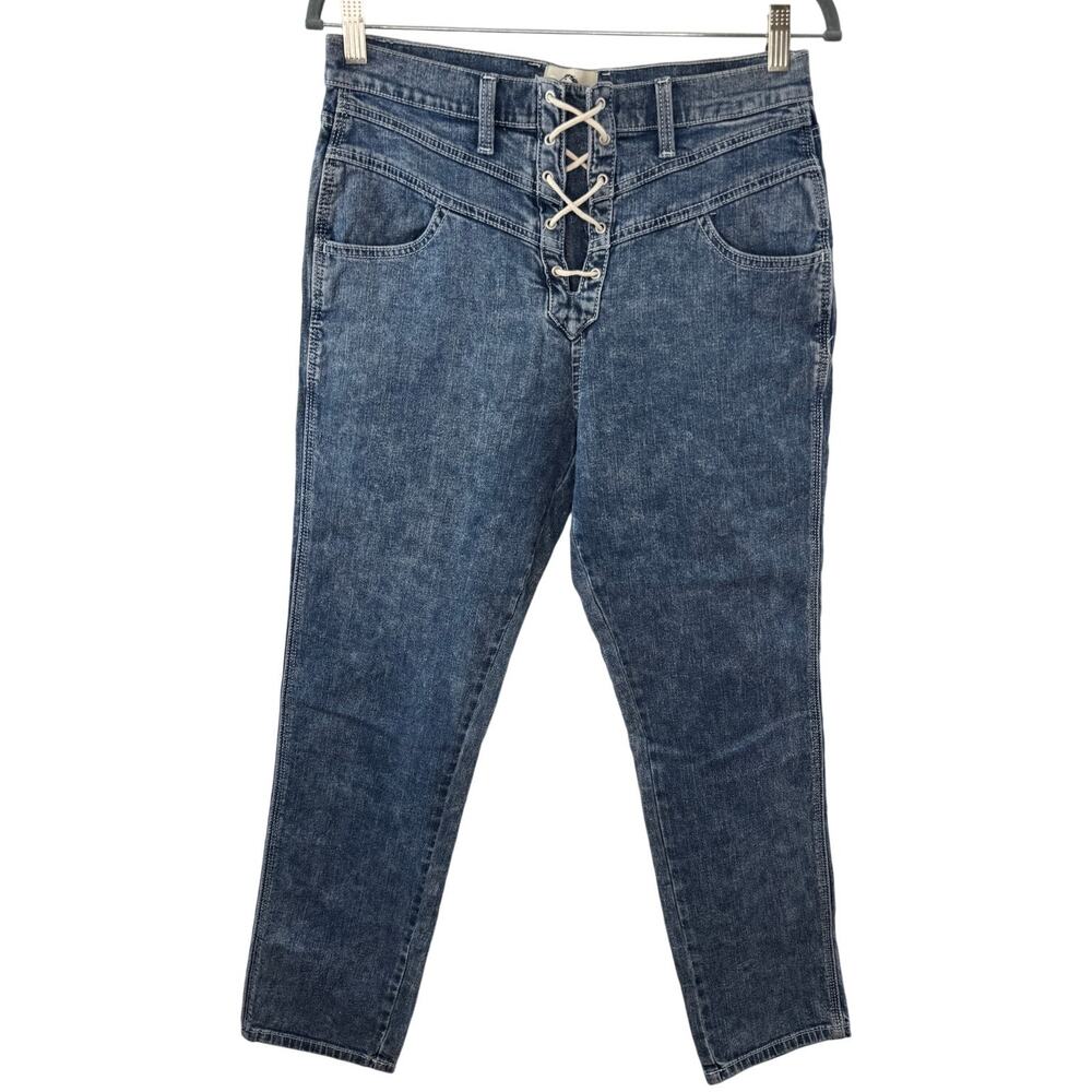 Jordache Vintage Blue Jeans Denim Y2k 90's Straight Lace Up Front Size 30 NWOT